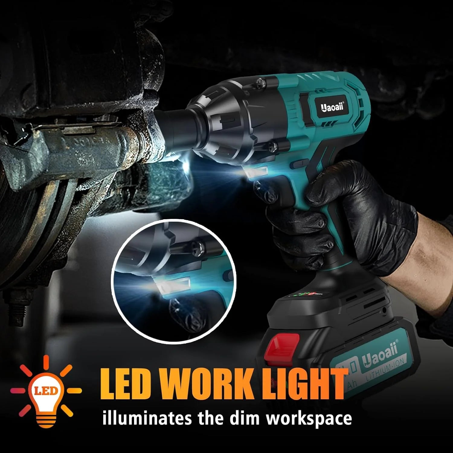 Cordless Impact Wrench High Torque, 1/2" Battery Impact Gun with 2 Batteries, Charger & Storage Box R64255