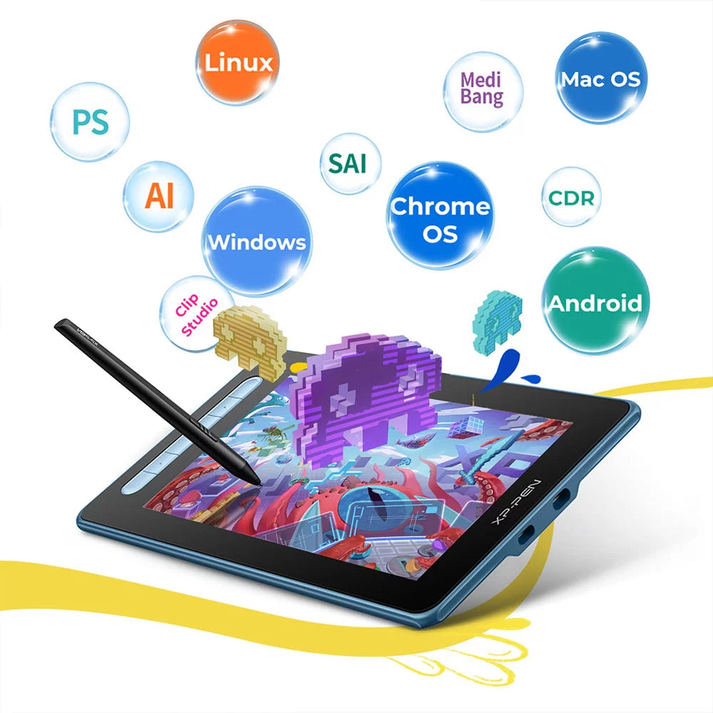 Graphics Tablet with Screen, 8192 Pressure Stylus for Digital Painting W7534