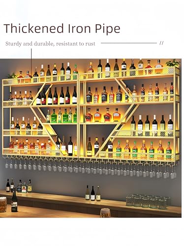 Wall Mounted Metal Wine Rack with LED Light, 3 Tier M60377