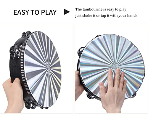 10 inch Tambourine with Double Row Jingle Hand Drum K404