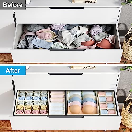 Foldable Drawer Organizer for Clothing, Socks, and Underwear, Black, Set of 4 L747