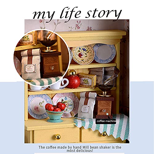 Dollhouse Miniature with Furniture Kit, Handmade Frame Style DIY House Model for Teens Adult Gift E648339