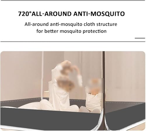 Folding Mosquito Net Tent for Beds, Pop Up Portable Netting, Full Bottom Square Top, Blue Y62935