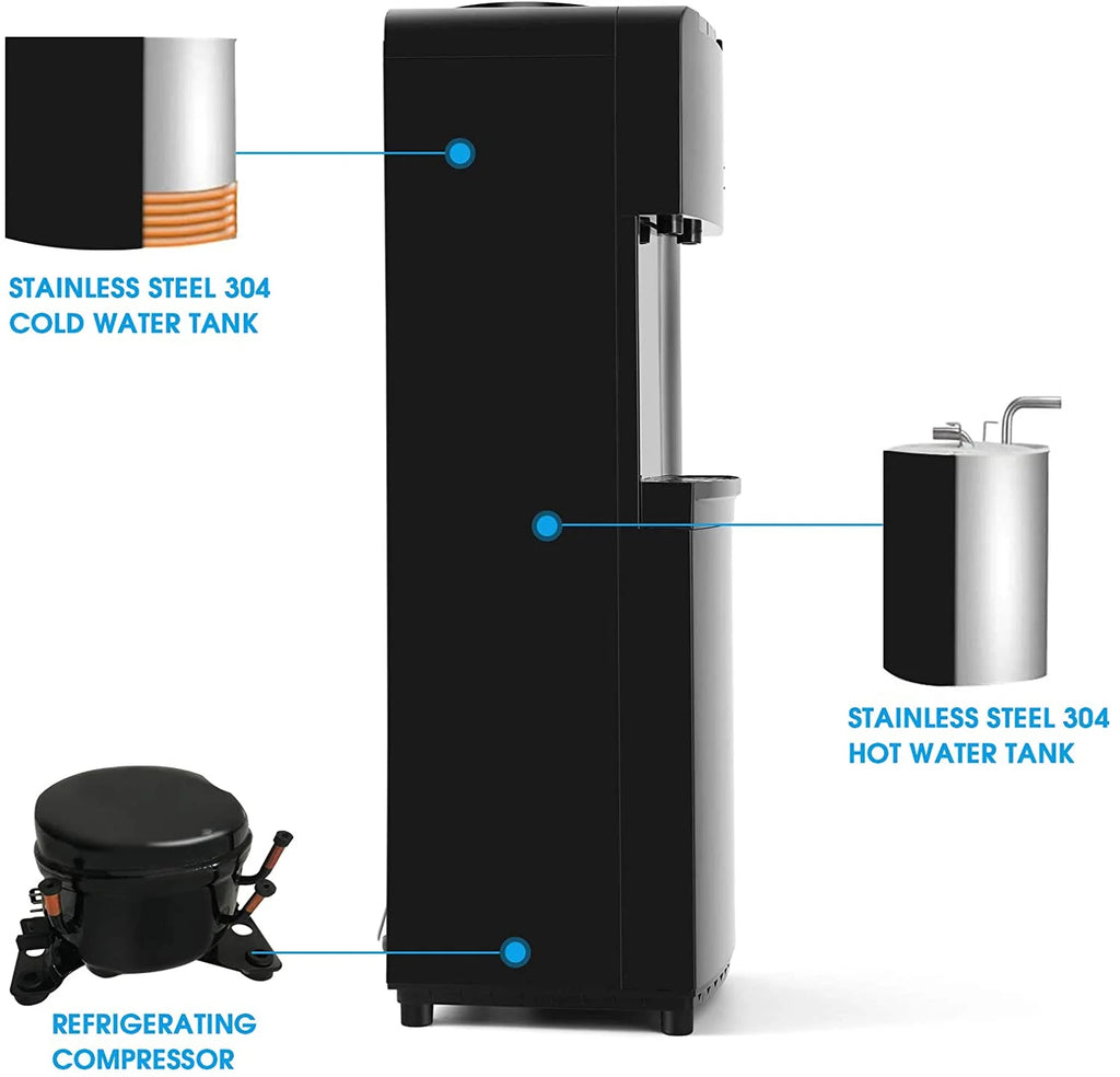 5 Gallon Hot Cold Water Dispenser Cooler Top Loading with Child Safety Lock S779