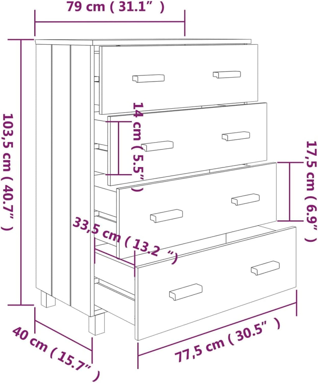 Sideboard Buffet Cabinet with 3 Drawers, Pine Wood, Light Gray P2675