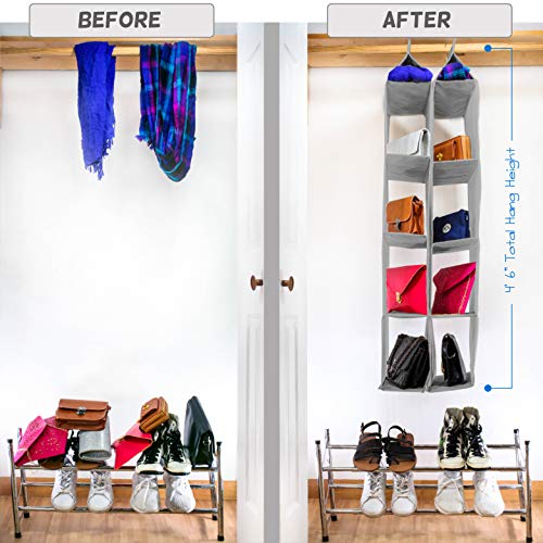Hanging Handbag Organizer for Closet, 2 Pack, 10 Shelves, Grey A861
