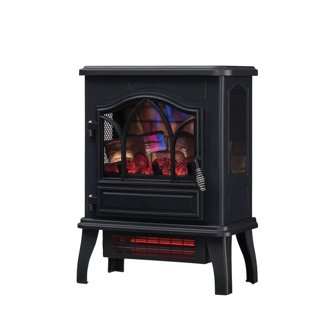 3D Infrared Electric Fireplace Stove Heater, Black W50236