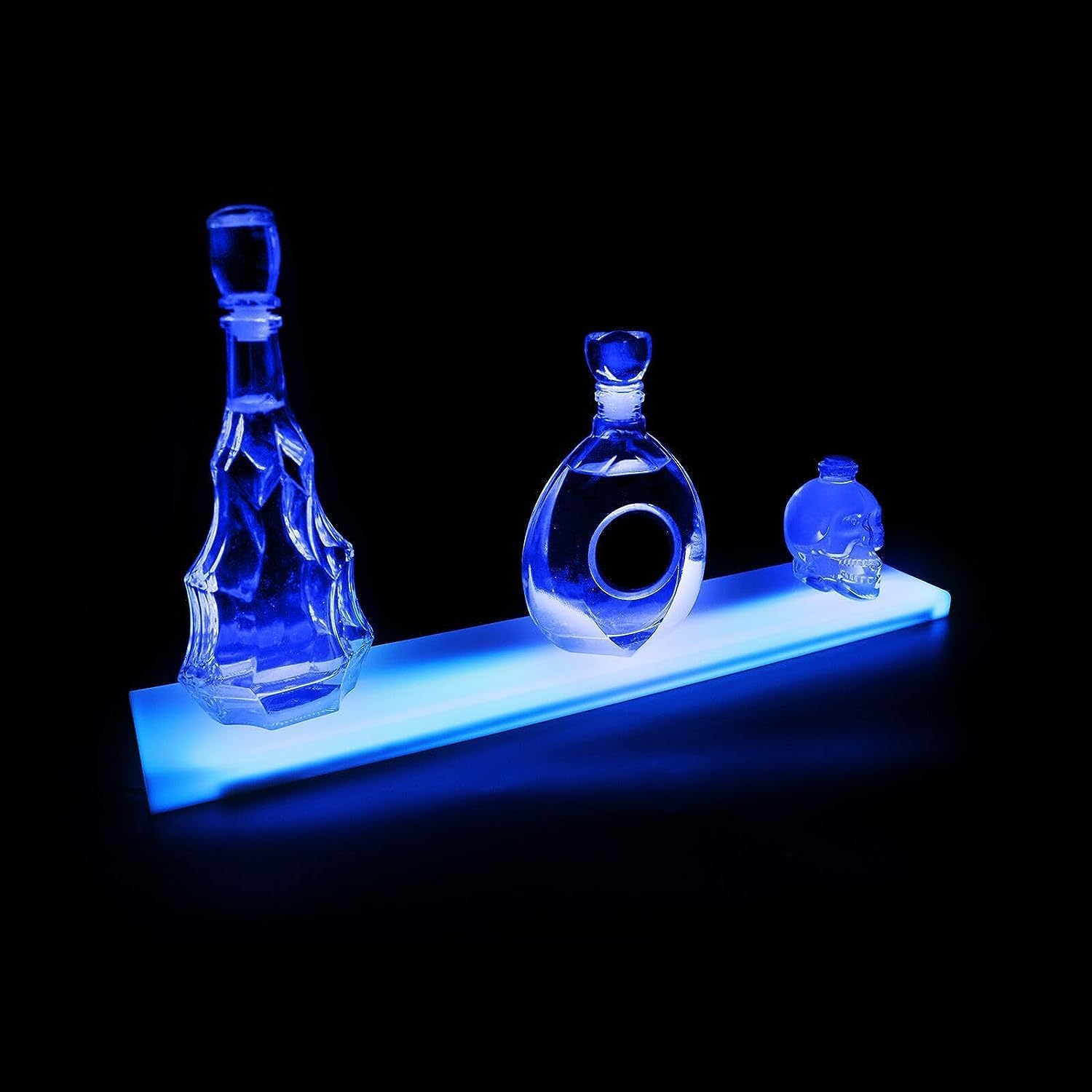 LED Liquor Bottle Display Shelf, 24-inch Acrylic Bar Shelf with Remote L553308
