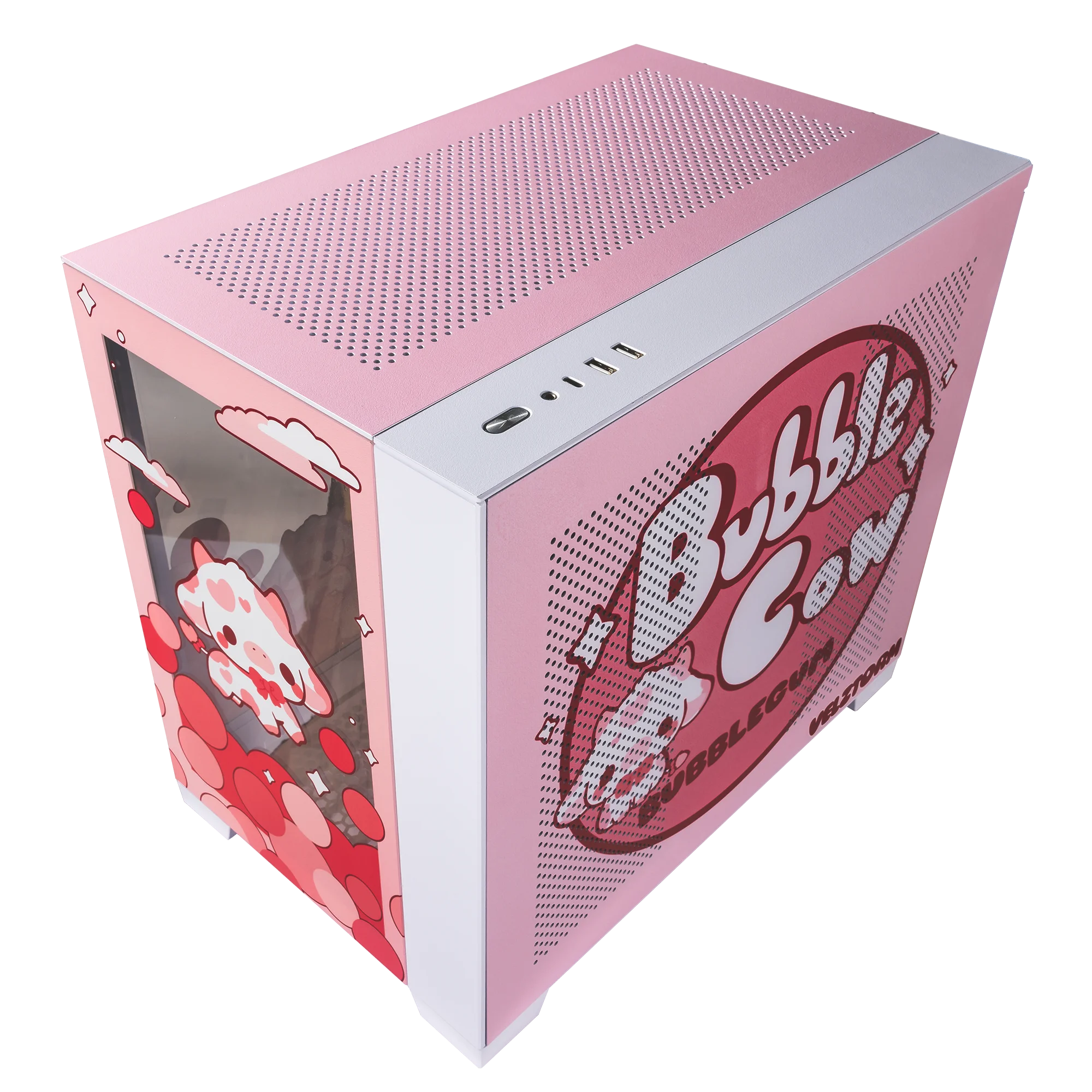 Pink Aluminum Tempered Glass Mini Gaming Computer Case K834