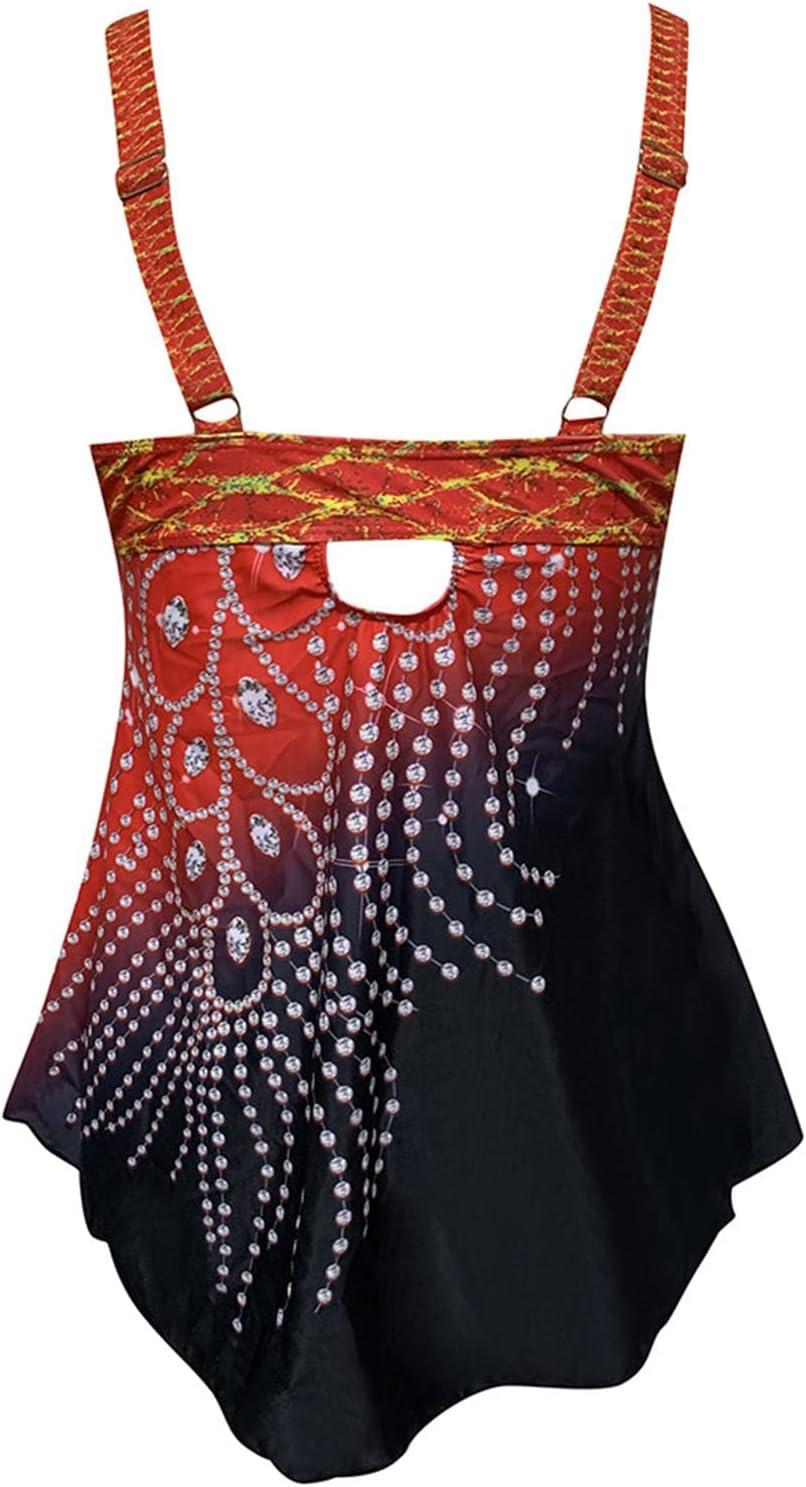 Ladies Tankini Swimsuits with Long Shorts for Older Women C354