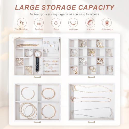 Jewelry Box with 4 Drawers for Necklaces, Bracelets, Earrings and Watch P784