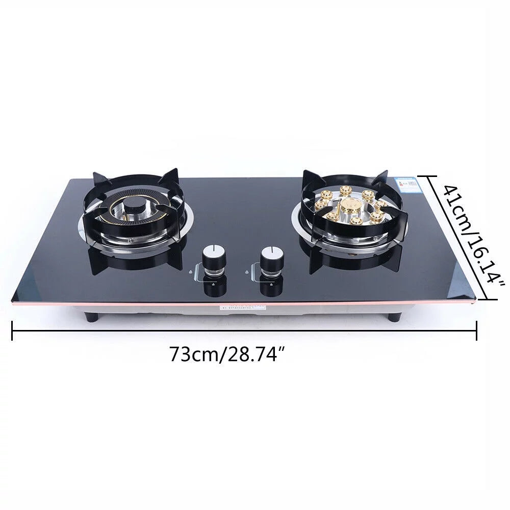 2-Burner Built-In Gas Cooktop with Tempered Glass Z132