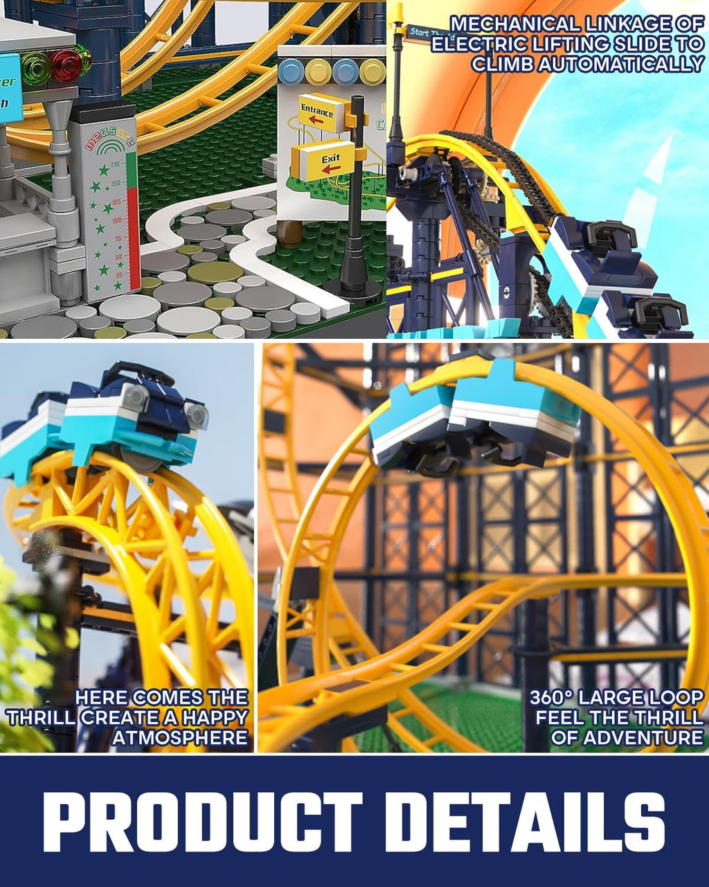 Roller Coaster Building Blocks Set with Motor, 3238 Pieces C59417