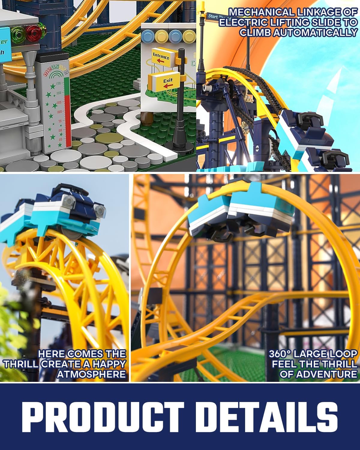 Roller Coaster Building Blocks Set with Motor, 3238 Pieces C59417