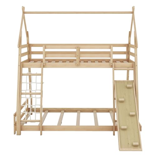 Loft Bed with Storage Shelves and Ladder for Kids Teens, Gray B47121