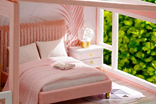 Wooden DIY Dollhouse Kit, 1:32 Scale Miniature with Furniture, Dust Proof Cover P86056