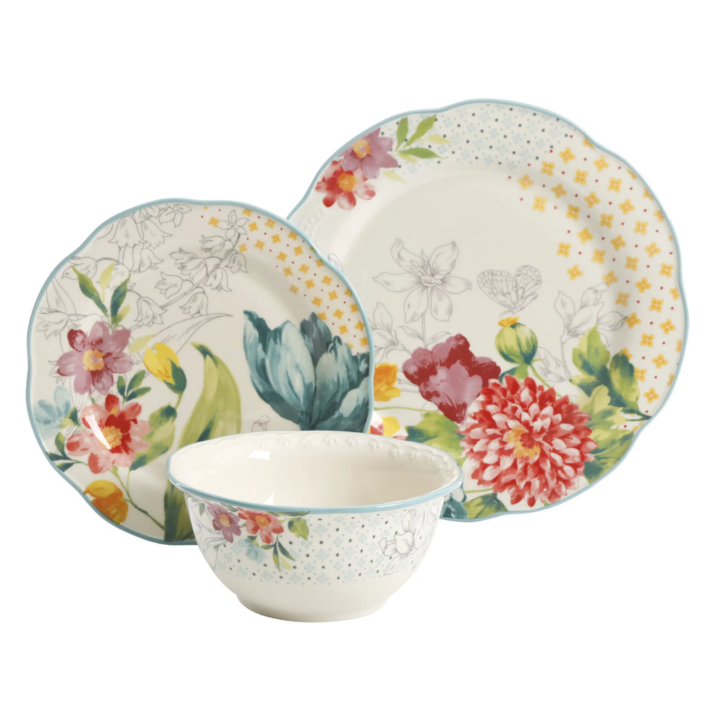 White Ceramic 12-Piece Dinnerware Set X59482
