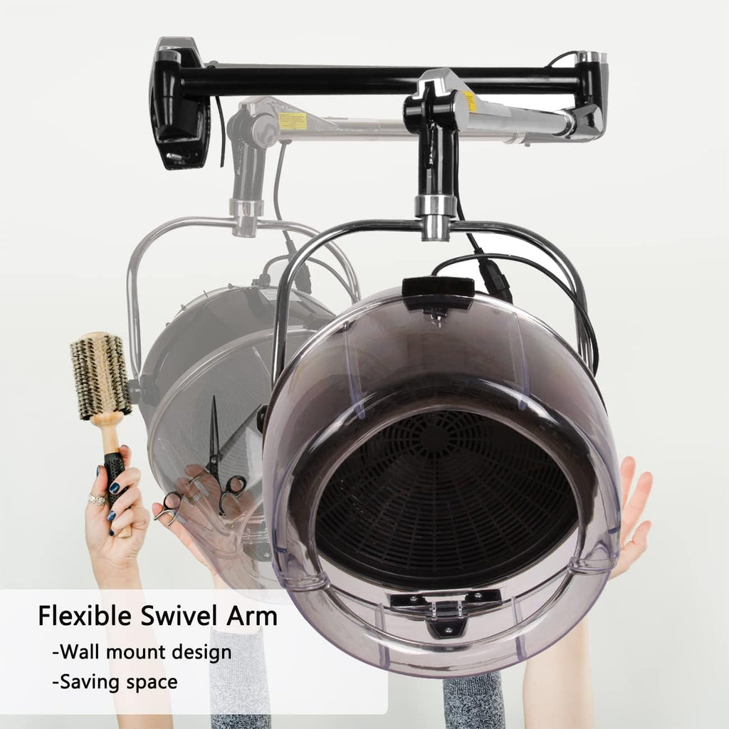 Retractable 900W Wall Mounted Hair Hood Dryer with Swivel Arm and Timer W7850