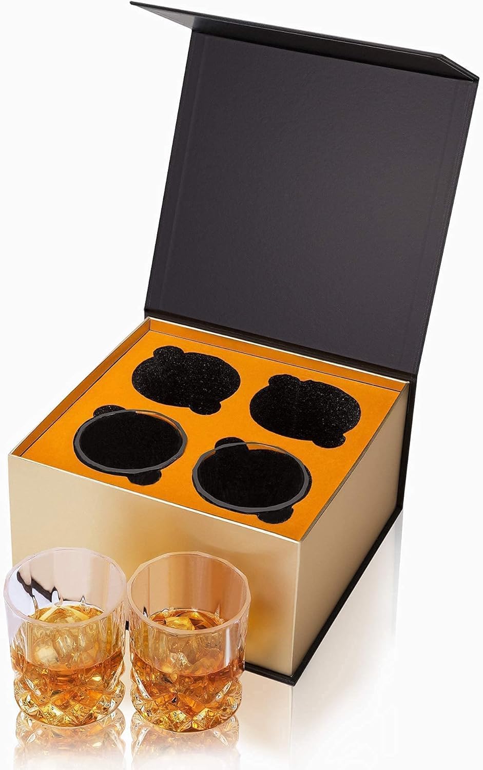 Whiskey Decanter Set with 4 Glasses, Crystal for Bourbon, Scotch, Vodka and Liquor, 9-Piece Z87684