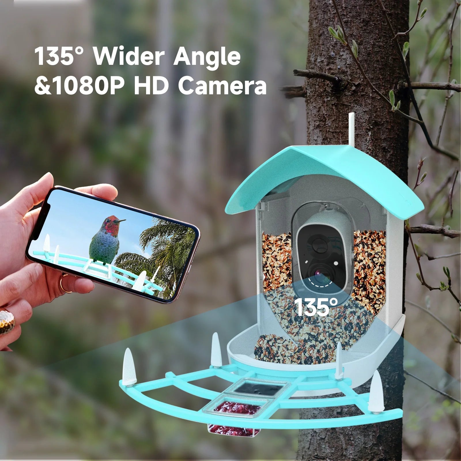 Smart Bird Feeder with Camera, Solar Powered, AI Bird Recognition O61781