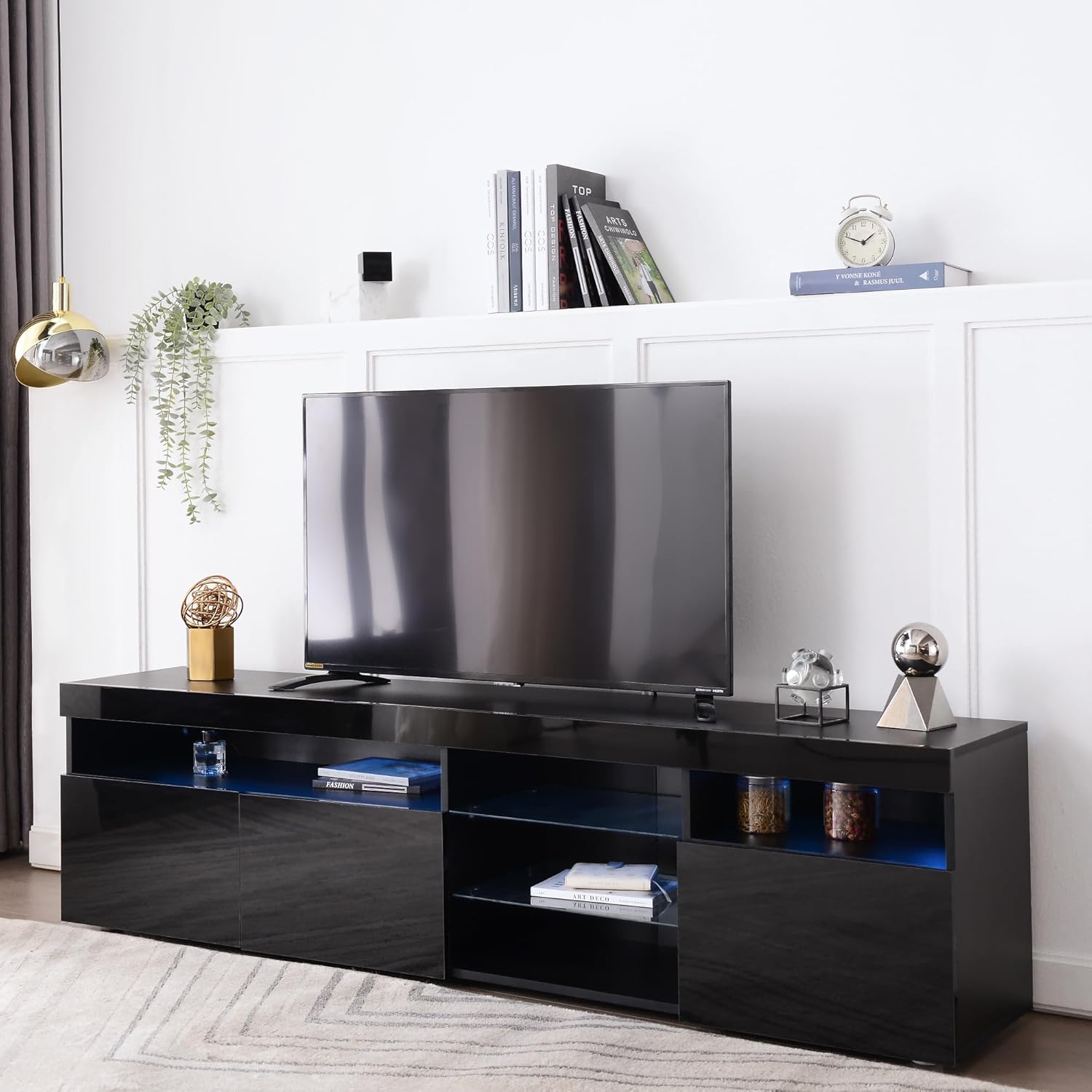 TV Stand for TVs up to 80 Inch with LED Light and Storage K62542