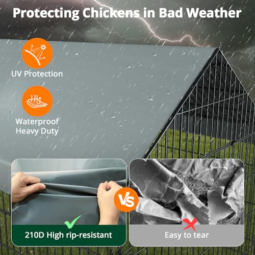 Chicken Coop Run Pen for Yard with Cover Outdoor Metal Enclosure H73461