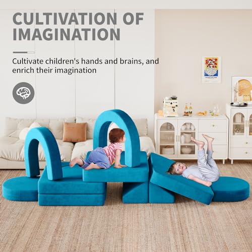 Modular Kids Play Couch with Triangular Cushions and Arches, Gray X365274