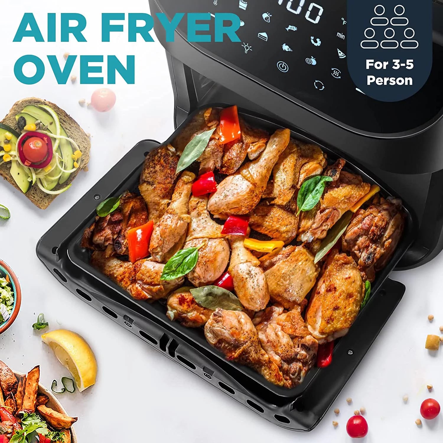 Air Fryer 12 QT 1700W Large Capacity with 10 Presets and LCD Touch Screen B211