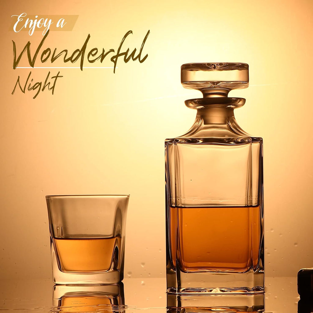 Glass Decanter with Airtight Geometric Stopper for Whiskey, Wine, Bourbon, Liquor E212419