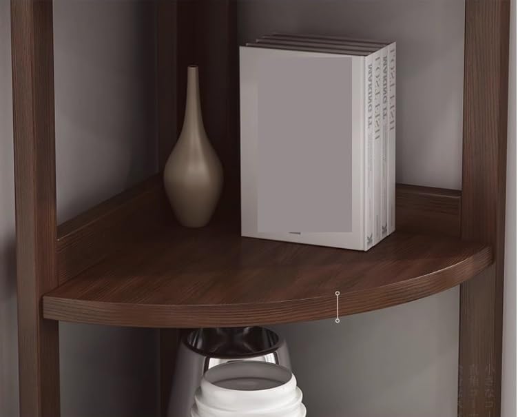 6-Tier Tall Corner Bookshelf Wooden Narrow Display Stand Y41925