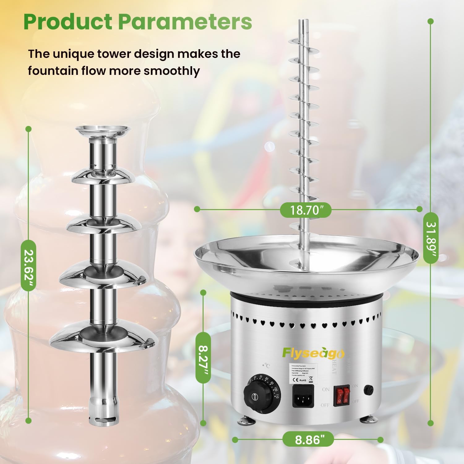 Chocolate Fountain Machine 5 Tier Stainless Steel J26133
