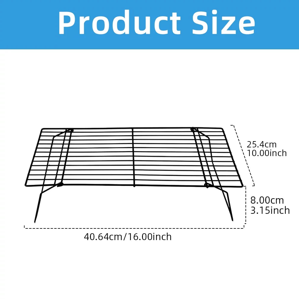 3-Tier Stackable Cooling Rack with Folding Legs, Stainless Steel, 15"x10" Z725693