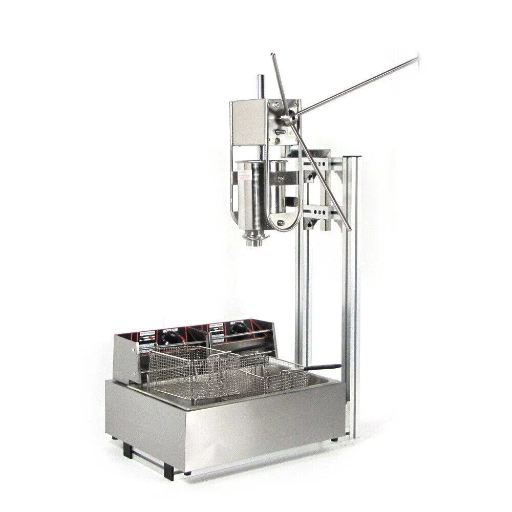Churros Machine Manual Stainless Steel Vertical Sausage Stuffer with Fryer 2 in 1 O8265