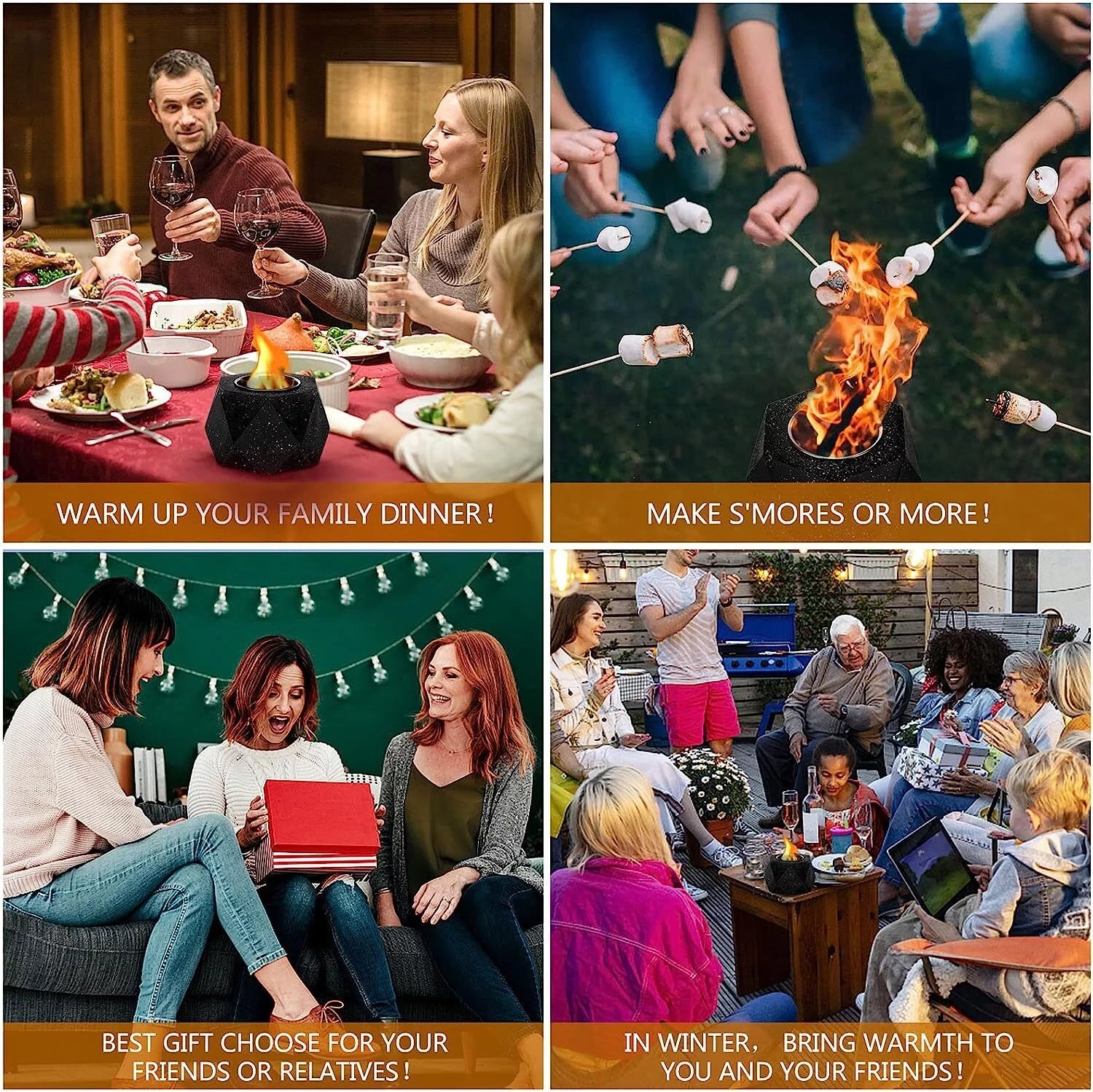Concrete Tabletop Fire Pit Bowl for Indoor Outdoor Patio R3927
