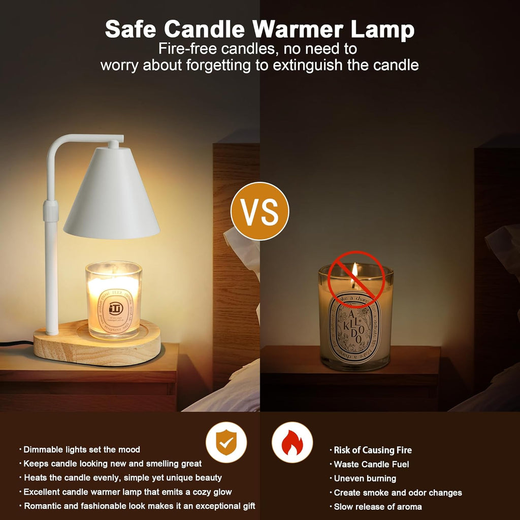 Candle Warmer Lamp with Timer, Adjustable Height, Dimmable, 2 Bulbs I998386