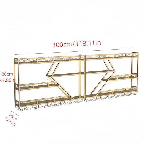 Wall Mounted Metal Wine Rack with LED Light, 3 Tier M60377