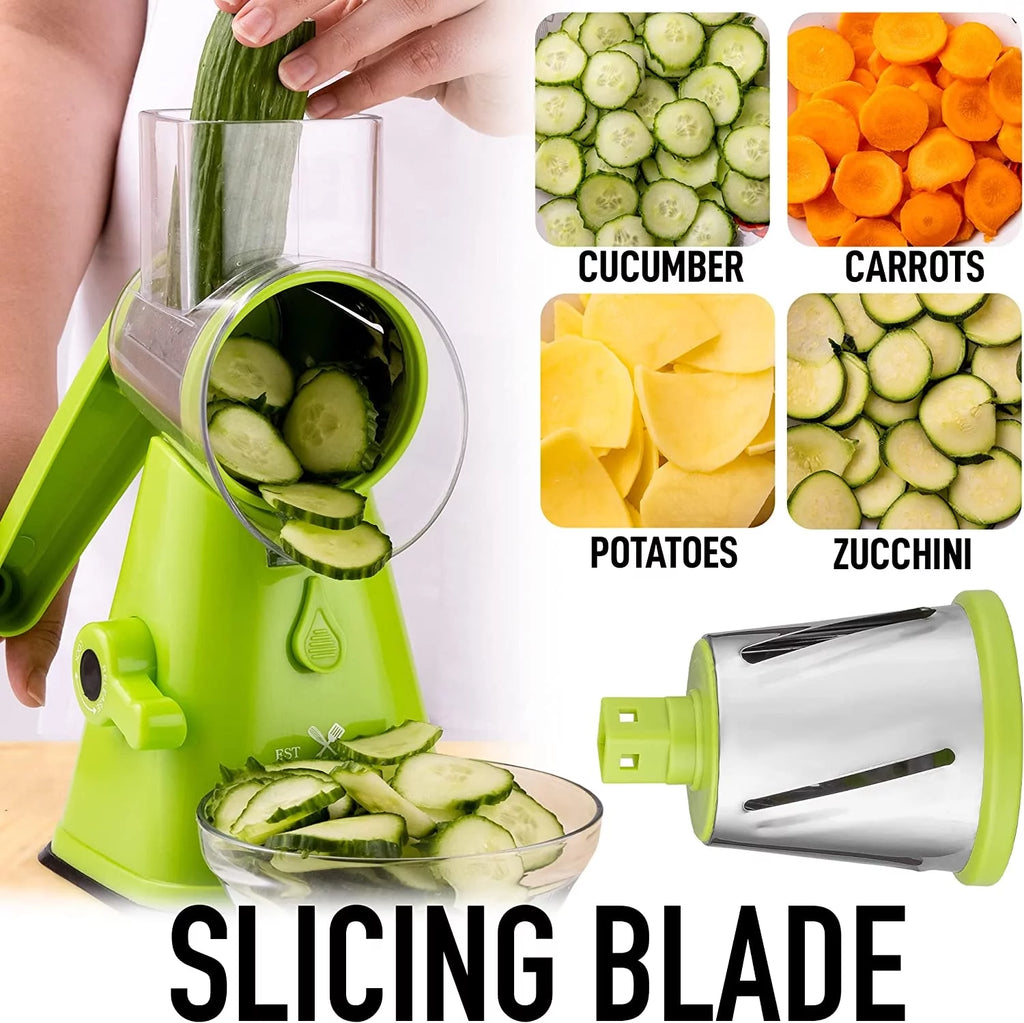 Rotary Cheese Grater with 3 Stainless Steel Blades W3255
