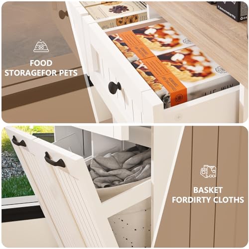 Double Tilt Out Trash Cabinet for Kitchen, Space-Saving with Pull-Out Drawers, Fits 2x10 Gallon Bins, White D4570