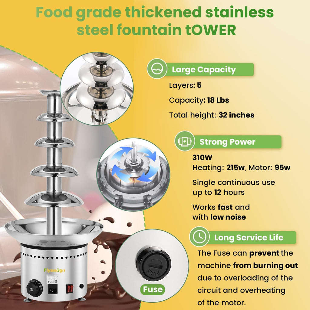 Chocolate Fountain Machine 5 Tier Stainless Steel J26133