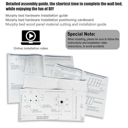 Queen Murphy Bed Hardware Kit, Folding Wall Bed, Horizontal W860