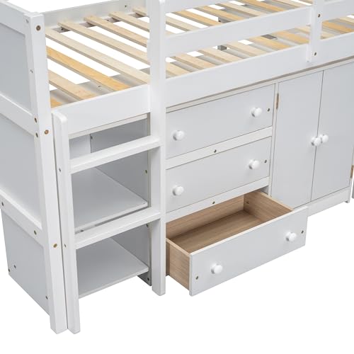 Platform Bed with Storage Headboard and Charging Station, White Q686162