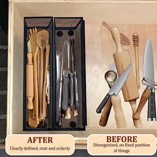 Mesh Drawer Organizer with Interlocking Arm, 9 x 3 x 2 Inches, Black U853
