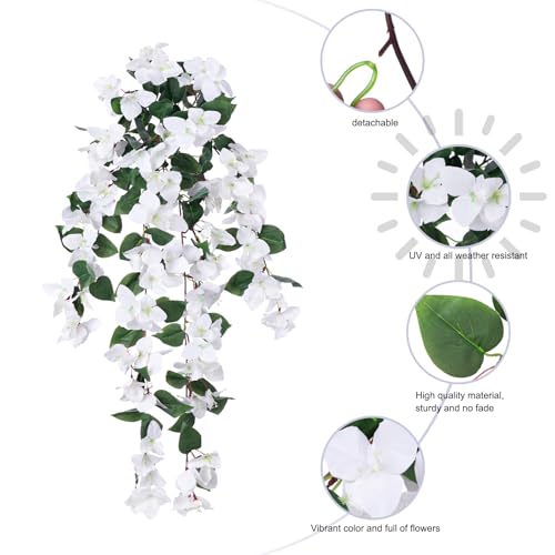 2 PCS Artificial Hanging Bougainvillea Flowers, UV Resistant Outdoor Garden Decor F56089