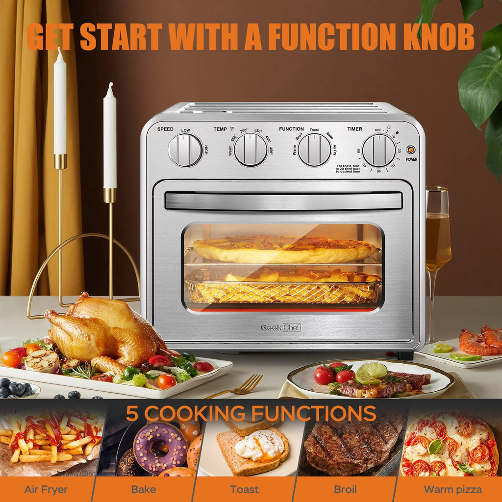 16QT Air Fryer Toaster Oven Combo, Oil-Free, Accessories Included O542399