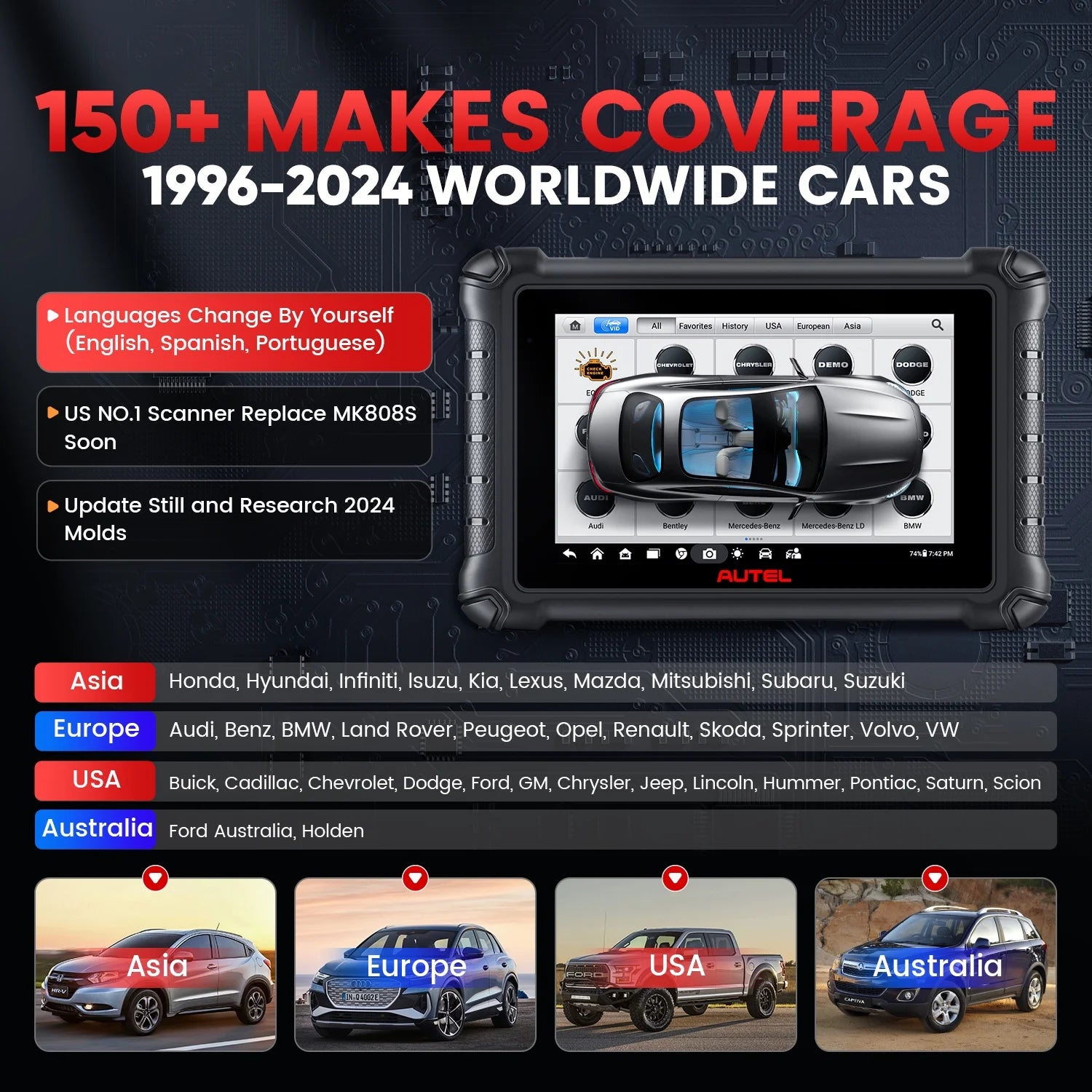 Car Diagnostic Scan Tool with Bidirectional Control and 40+ Resets T93272