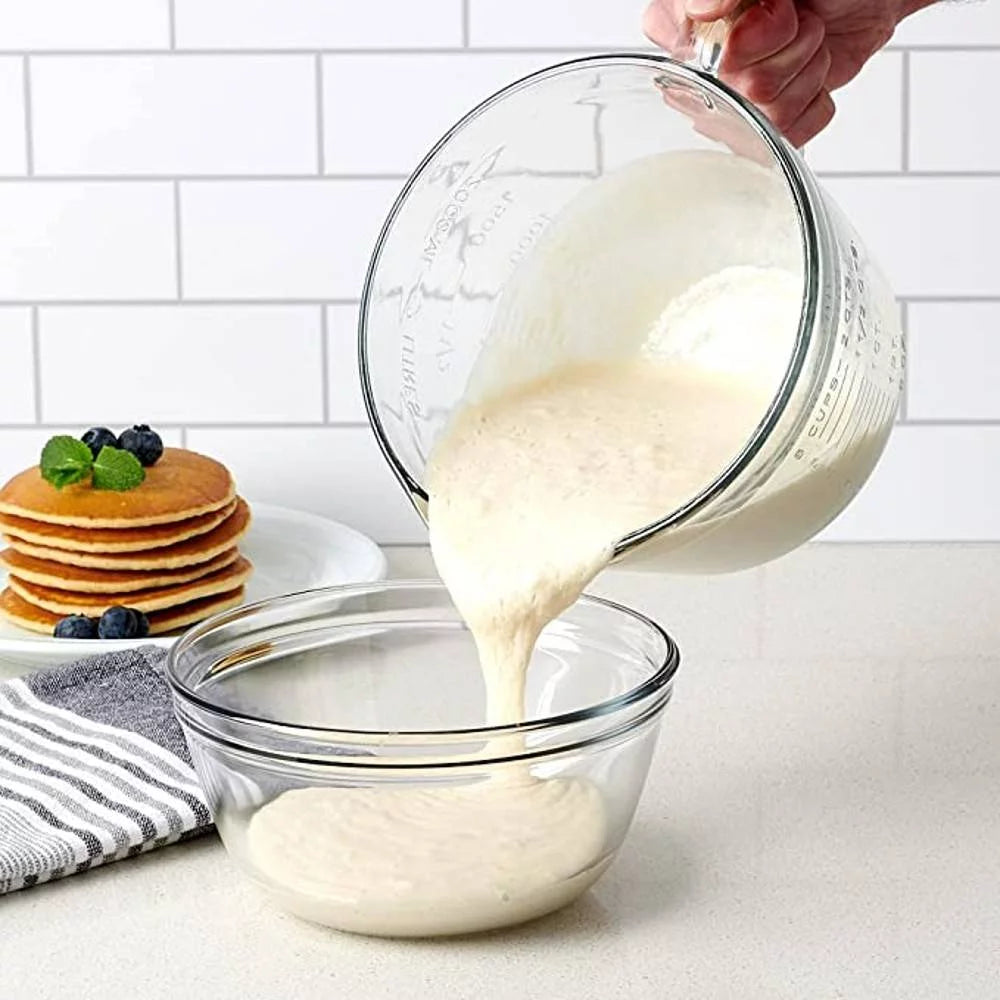 Glass Batter Bowl with Blue Lid, 2 Quart X165198