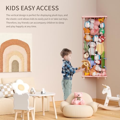 Corner Stuffed Animal Storage Organizer with Adjustable Length, Large Wall Hanging for Kids Room P805
