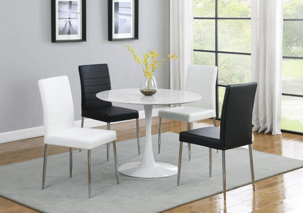 Dining Chairs with Vinyl Seat Cushion, White and Chrome, Set of 4 C1132