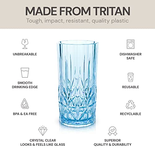 Shatterproof Tritan Tall Tumbler Set of 4, 18oz, BPA Free, Dishwasher Safe G846