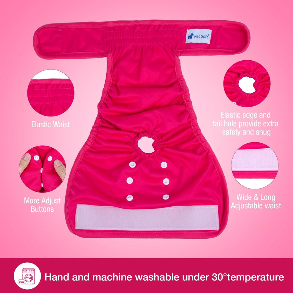 Pet Soft Washable Female Dog Diapers (3 Pack) for Heat, Reusable, Size S U641